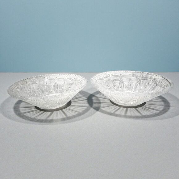 Vintage Pair Clear Glass Hobnail Bowls 10.5" Large Salad Serving Set - No Chips - Picture 1 of 5
